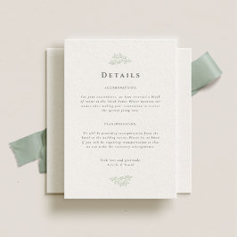 Forest Grove Sage Green Wedding Details Informatiekaartje