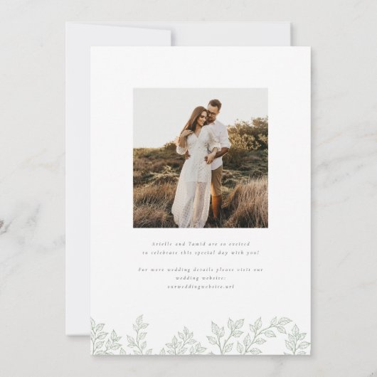 Forest Grove Sage Green Wedding Kaart (Achterkant)