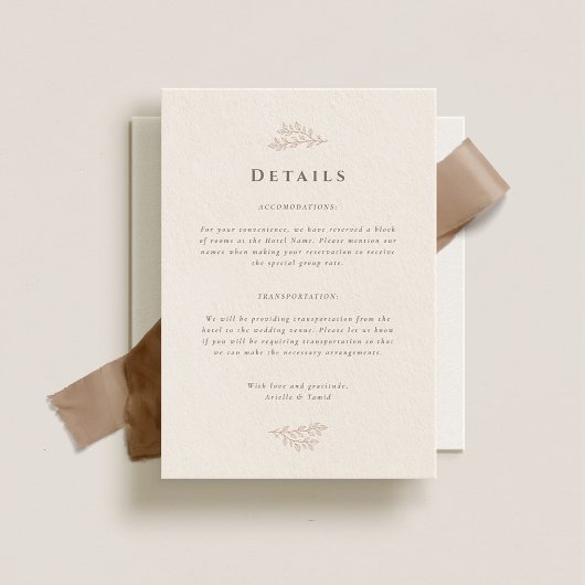 Forest Grove Wedding Details Informatiekaartje