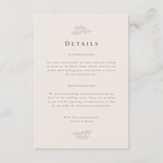 Forest Grove Wedding Details Informatiekaartje (Voorkant)