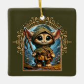 Forest Guardian Kat – Een grillig fantasiedier Keramisch Ornament (Voorkant)
