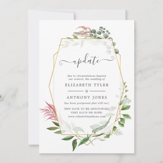 Forest Herbarium Geometric Wedding Update Kaart (Voorkant)