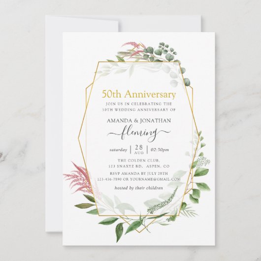 Forest Herbarium Geometrische 50e Golden Jubileum Kaart (Voorkant)