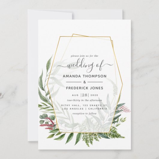 Forest Herbarium Geometrische bruiloft Kaart (Voorkant)