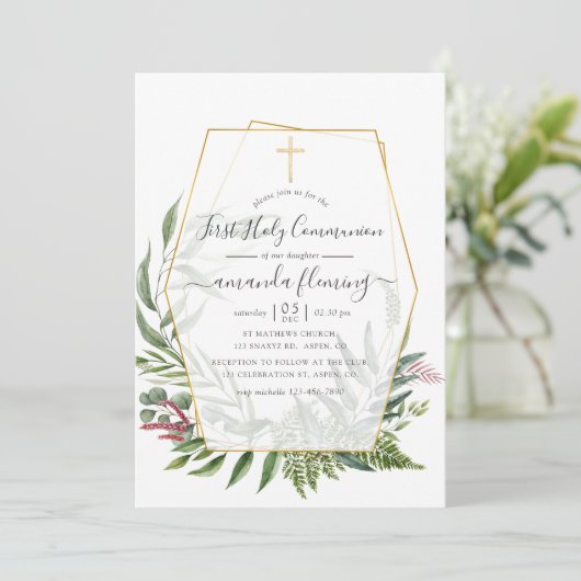 Forest Herbarium Geometrische Eerste Heilige Commu Kaart (Staand voorkant)