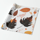 Forest Herfst: Woodland Leaf Patterns Cadeaupapier (Uitgerold)