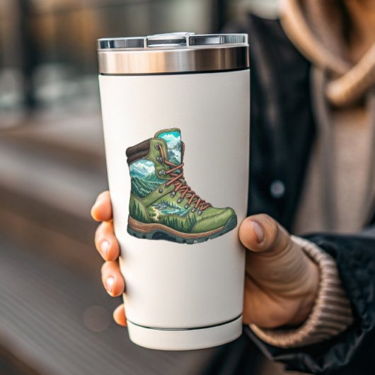 Forest Hiking Boot Vinyl Sticker | Die-Cut Sticker
