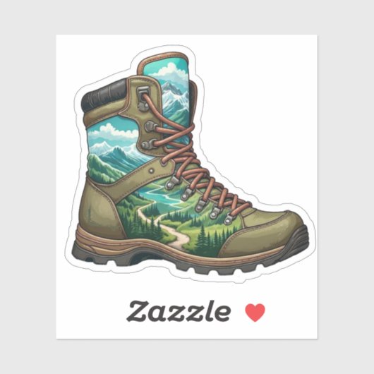 Forest Hiking Boot Vinyl Sticker | Die-Cut Sticker (Vel)