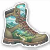 Forest Hiking Boot Vinyl Sticker | Die-Cut Sticker (Voorkant)