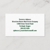 Forest Home Real Estate Company Custom Realtor Visitekaartje (Achterkant)