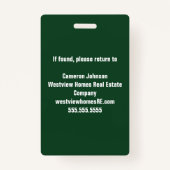 Forest Home Vastgoedbedrijf Custom Realtor Badge (Achterkant)