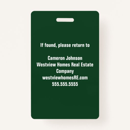 Forest Home Vastgoedbedrijf Custom Realtor Badge (Achterkant)