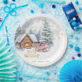 Forest House Sleigh Papieren Bordje (Feest)