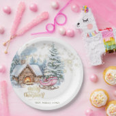 Forest House Sleigh Papieren Bordje (Feest)