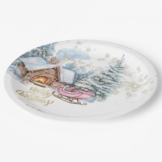 Forest House Sleigh Papieren Bordje (Gekanteld)