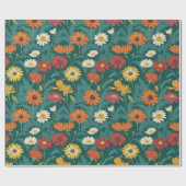 Forest Hunter Groen Sinaasappel Geel Wit Daisy Cadeaupapier (Vlak)