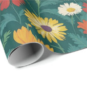 Forest Hunter Groen Sinaasappel Geel Wit Daisy Cadeaupapier (Rol Hoek)