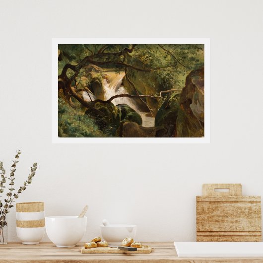 Forest Interior met een waterval, Papigno Poster (Keuken)