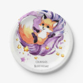 Forest Kindervos Verjaardag Papieren Bordje (Voorkant)