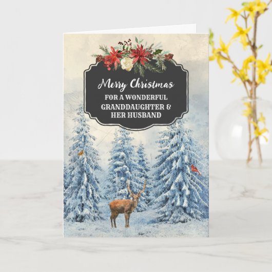 Forest kleindochter & haar man vrolijk kerstfeest kaart (Gele Bloem)