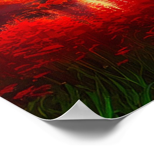 Forest Lake Badend in Red Sunset Poster (Hoek)