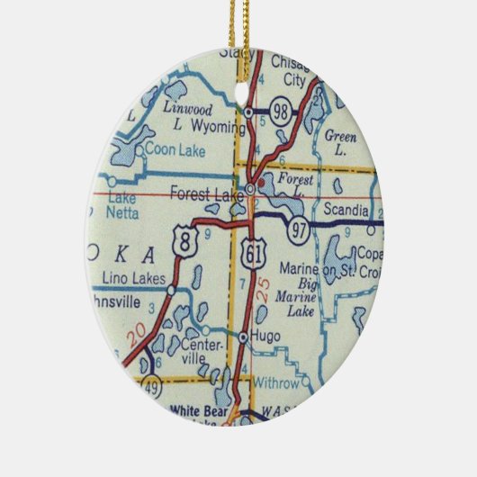 Forest Lake MN Retro Map Keramisch Ornament (Rechts)