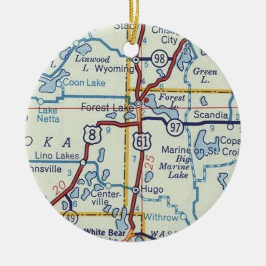 Forest Lake MN Retro Map Keramisch Ornament (Voorkant)
