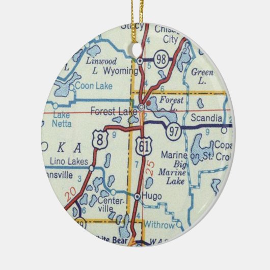 Forest Lake MN Retro Map Keramisch Ornament (Links)