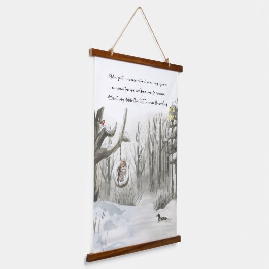 Forest Lakehouse Waterverf Optionele formulering Hangend Wandkleed (Gebogen)