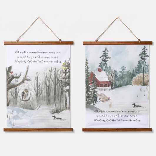 Forest Lakehouse Waterverf Optionele formulering Hangend Wandkleed (Dubbel)