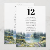 Forest Lakeside Floral Table Number Seating Chart Kaart (Voorkant / Achterkant)