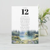 Forest Lakeside Floral Table Number Seating Chart Kaart (Staand voorkant)