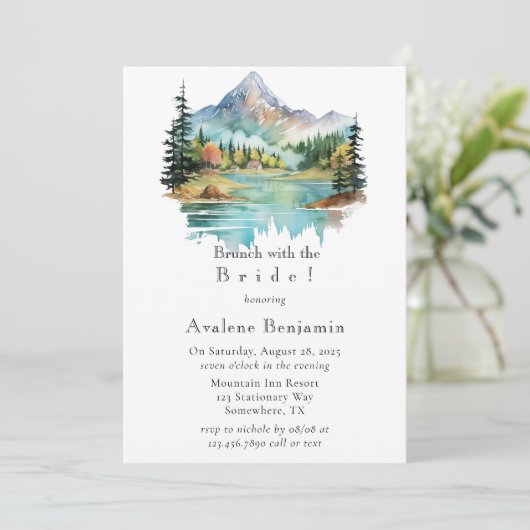 Forest Lakeside Mountain Brunch met de bruid Kaart (Staand voorkant)