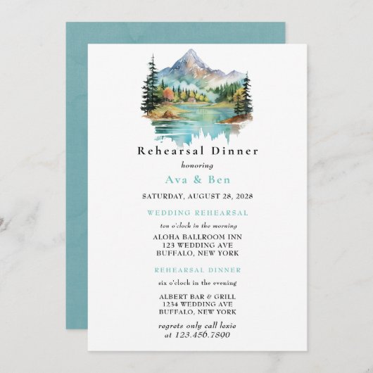 Forest Lakeside Mountain repetitie diner Kaart (Voorkant / Achterkant)