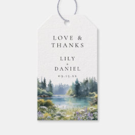 Forest Lakeside Wildflower Floral Wedding Cadeaulabel