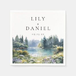 Forest Lakeside Wildflower Floral Wedding Servet