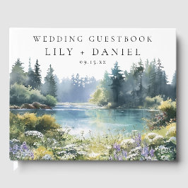 Forest Lakeside Wildflowers Floral Wedding Gastenboek