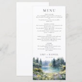 Forest Lakeside Wildflowers Floral Wedding Menu (Voorkant / Achterkant)