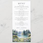 Forest Lakeside Wildflowers Floral Wedding Menu (Voorkant)