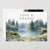 Forest Lakeside Wildflowers Floral Wedding Photo Bedankkaart (Voorkant / Achterkant)