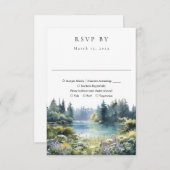 Forest Lakeside Wildflowers Floral Wedding RSVP Kaartje (Voorkant / Achterkant)