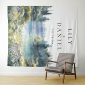 Forest Lakeside Wildflowers Wedding Photo Backdrop Wandkleed (In Situ (horizontaal))