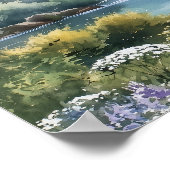 Forest Lakeside Wildflowers Wedding Seating Chart Poster (Hoek)