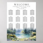 Forest Lakeside Wildflowers Wedding Seating Chart Poster (Voorkant)
