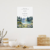 Forest Lakeside Wildflowers Wedding Welcome Sign Poster (Keuken)