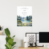 Forest Lakeside Wildflowers Wedding Welcome Sign Poster (Thuiskantoor)