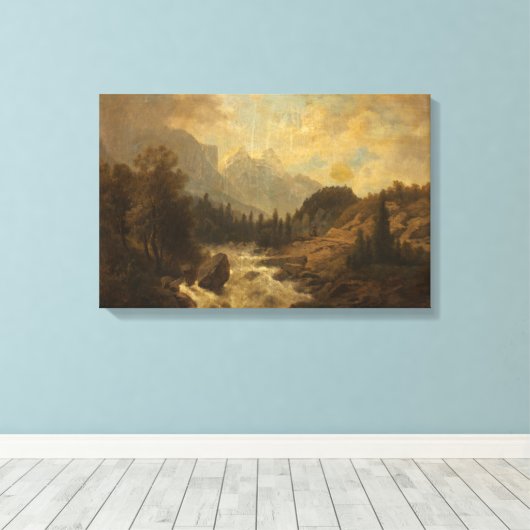 Forest Landscape Scene (door Josef Kriehuber) Canvas Afdruk (Insitu (Houten vloer))