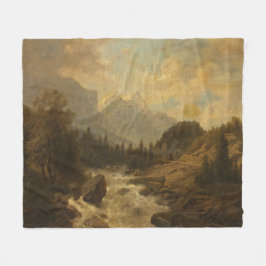 Forest Landscape Scene (door Josef Kriehuber) Fleece Deken