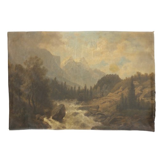 Forest Landscape Scene (door Josef Kriehuber) Kussensloop (Voorkant-Links)