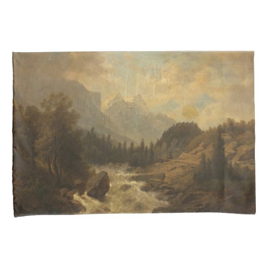 Forest Landscape Scene (door Josef Kriehuber) Kussensloop (Voorkant-Rechts)